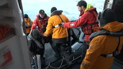 Embarking a Zodiac from Aboard Seabourn Venture