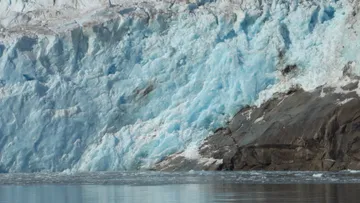 Calving Glacier Ittuaramiit Fjord (Southern Skjoldungen Fjord) seen from aboard Seabourn Venture 