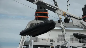 Lowering Zodiacs from Seabourn Venture 