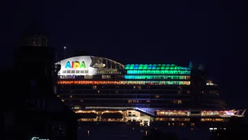 AIDAprima passes Cuxhaven