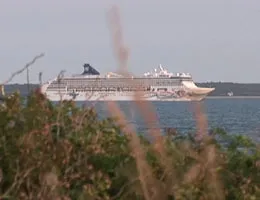 Norwegian Spirit in the Vineyard Sound seen from Nobska Point - video clip