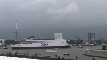 Pride of Rotterdam passes SS Rotterdam