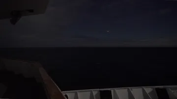 Meteor coming down over the Barents Sea - seen from aboard Richard With