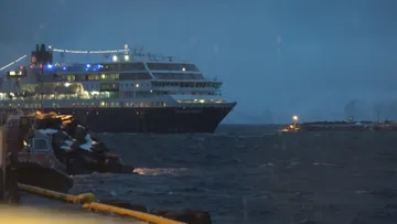 MS Trollfjord arrives at Hammerfest