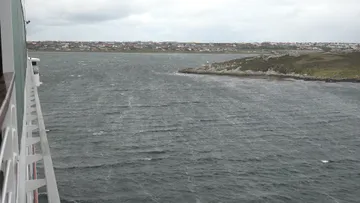 Arriving at Port Stanley aboard HANSEATIC nature 