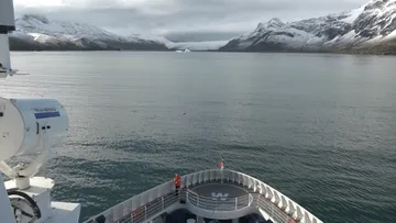 Arriving at Fortuna Bay aboard HANSEATIC nature 