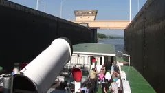 Transiting a lock at Wallsee-Mitterkirchen aboard Schönbrunn