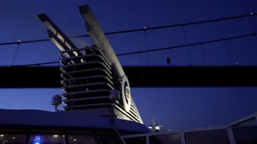 Passing Storebælt Bridge aboard Color Magic