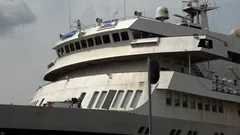 Astoria passes the Westsluis at Terneuzen